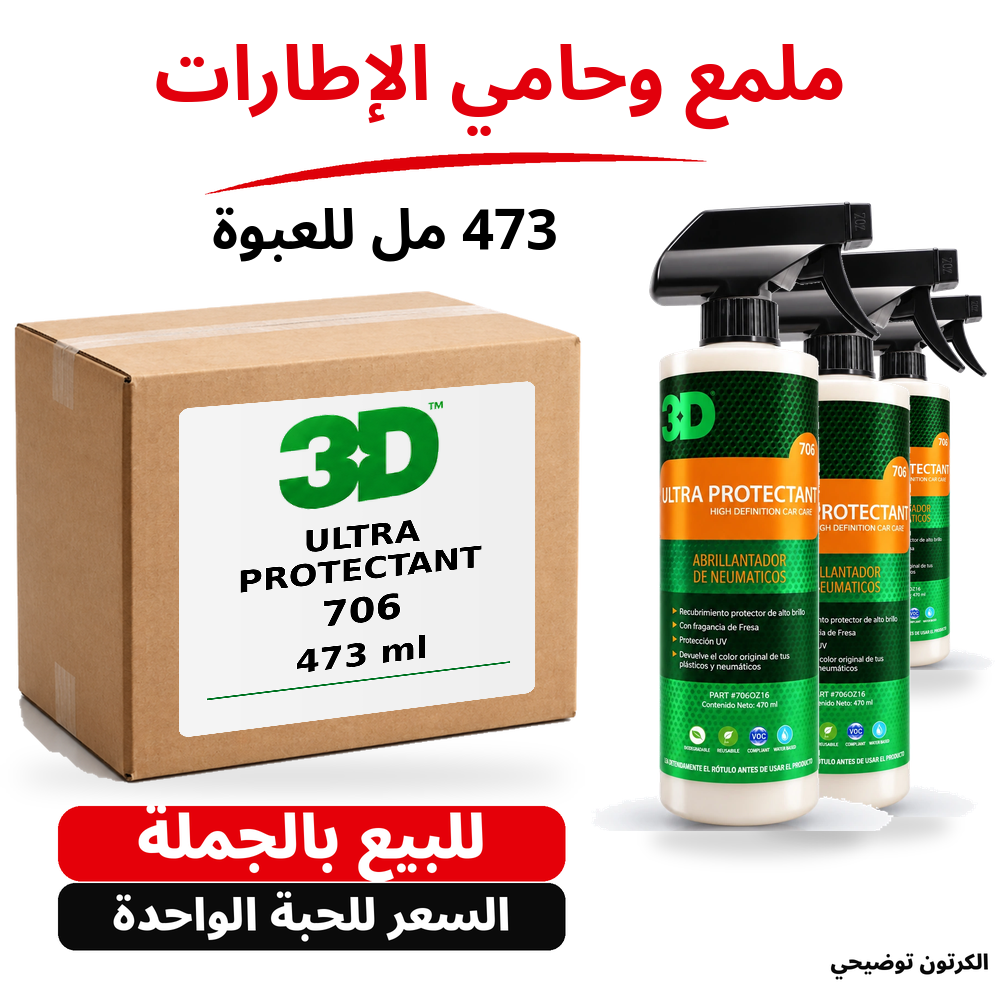 ملمع وحامي الإطارات Ultra Protectant 3D 706 – 16 US fl oz (473 مل تقريبًا)